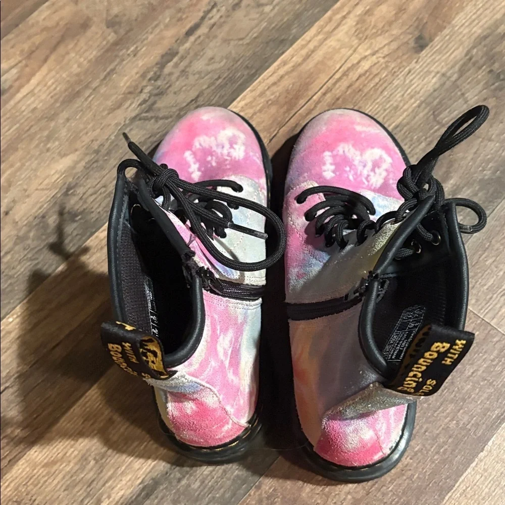 Authentic Dr. Martens Kids Size 3 Tie-Dye Combat Boots Unisex Lace Up Suede Boot